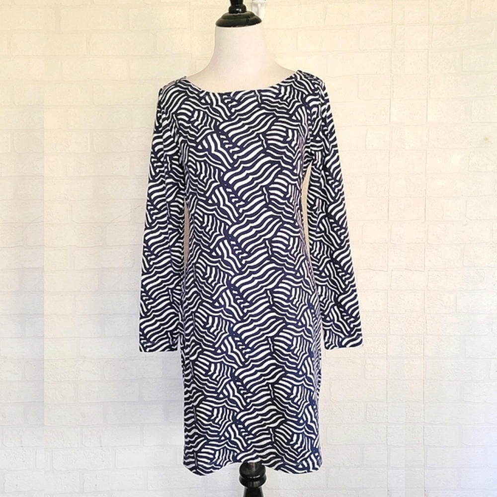 Vineyard Vines Wavy Whale Tail Long Sleeve Dress